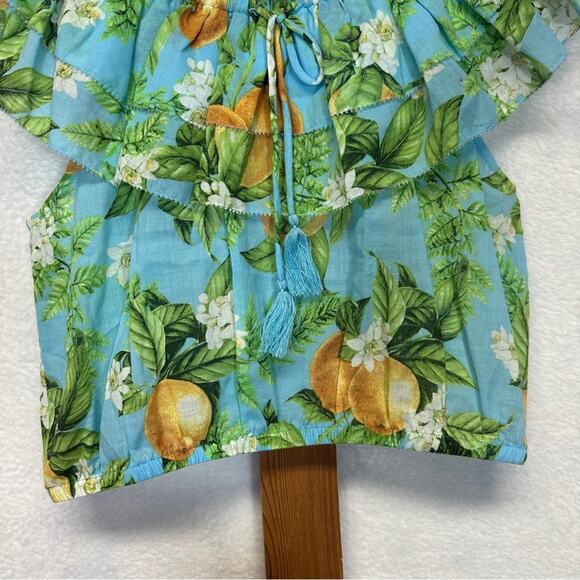 BB Dakota by Steve Madden Zest For Life Lemon Print Off Shoulder Top Size S - Picture 5 of 9